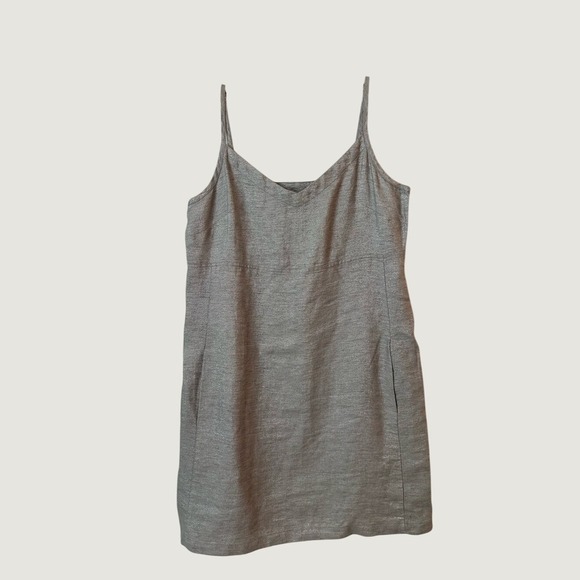 Eileen Fisher Dresses & Skirts - Eileen Fisher Linen Gray Sparkle Strappy Dress Petite Medium